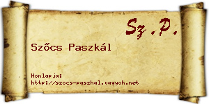 Szőcs Paszkál névjegykártya